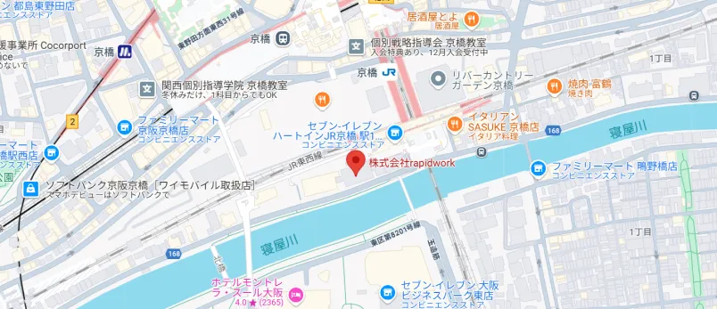会社の所在地を示す地図